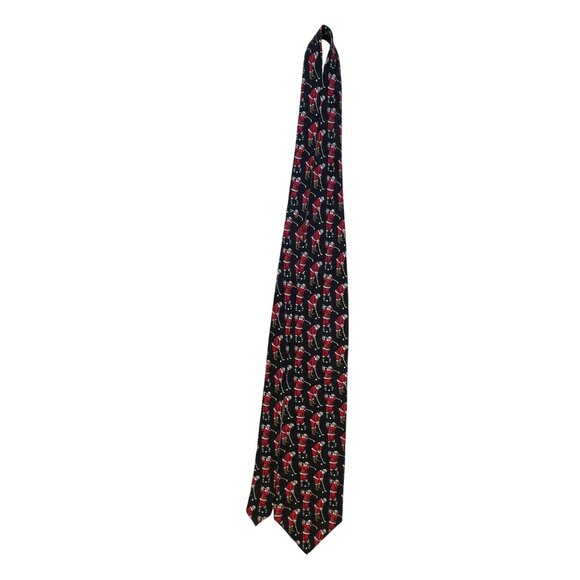 Holiday Traditions Mens Navy Polyester Santa Golf Pattern Necktie 58" Hallmark D - Picture 4 of 7